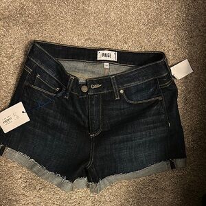 Paige Dark Denim Cutoff Shorts